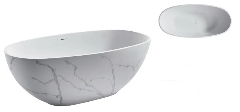 White Quartz RE001 White with grey marble veining